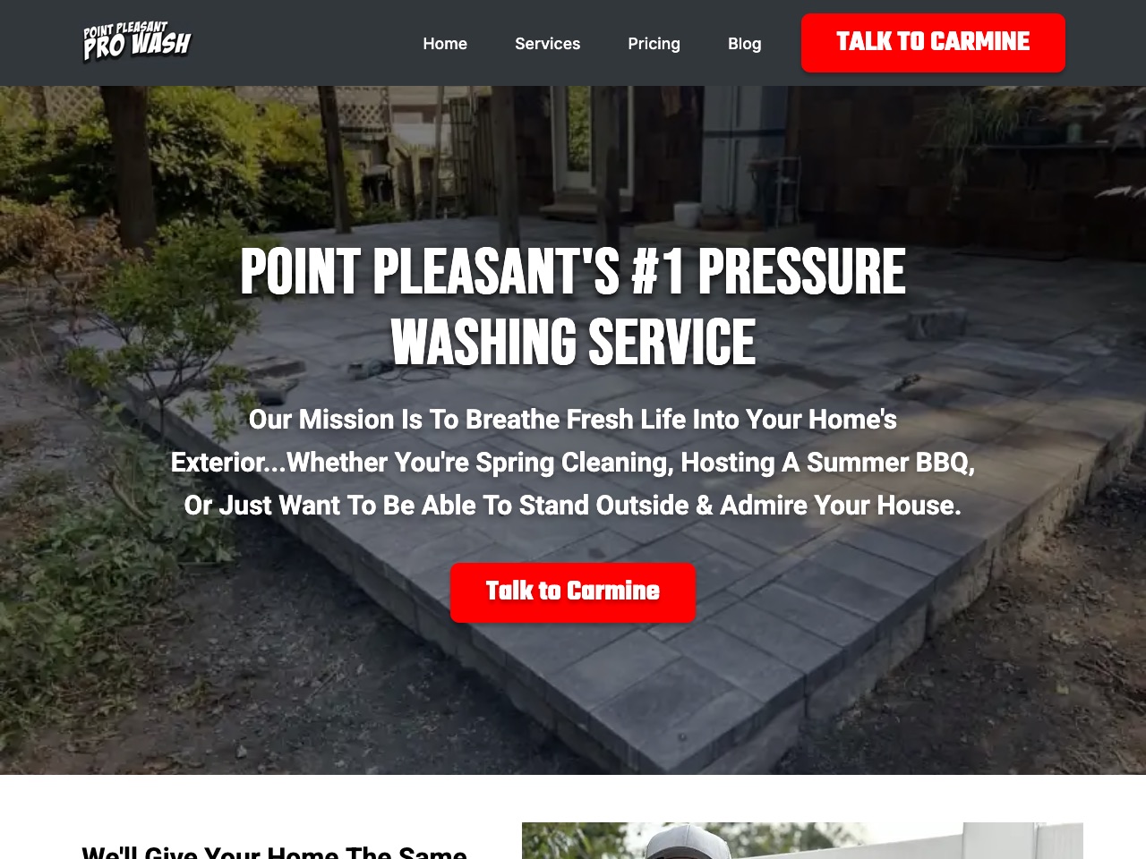Client website: Point Pleasant Pro Wash homepage